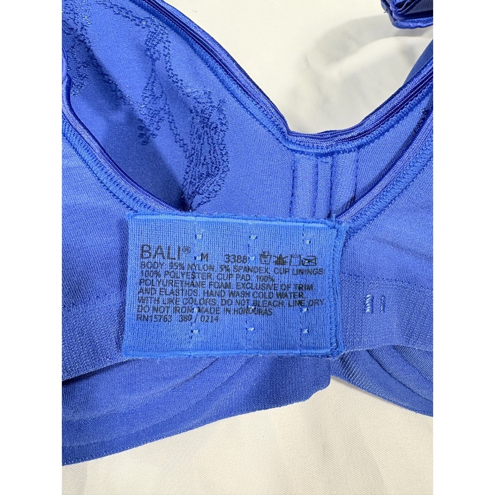 Bali Med. Bra 3388 Underwire Lined Embroidered Floral Light Padding Summer Blue - Picture 13 of 13